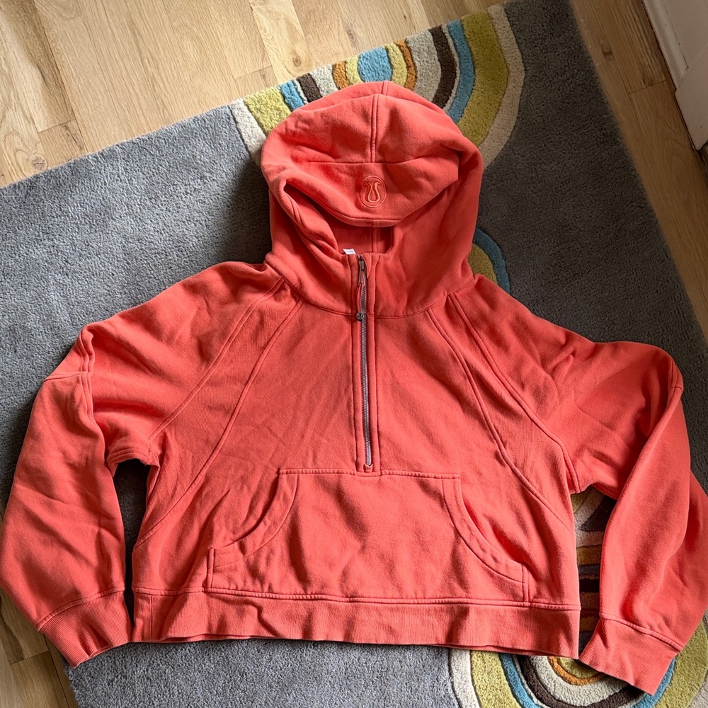 Lululemon Coral Scuba Half-Zip Crop Hoodie